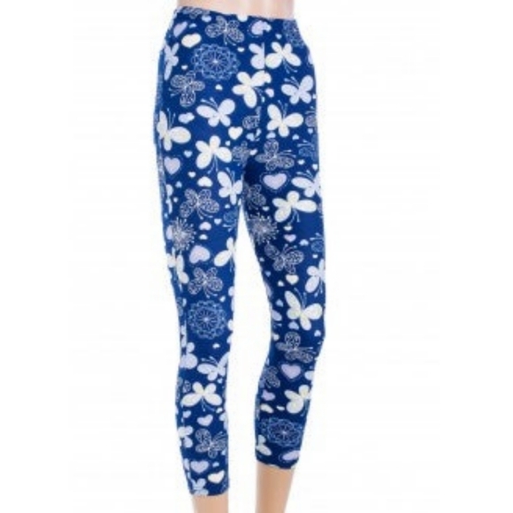 KID'S Blue Butterfly Print Full Length Leggings Size L/XL NWT - Picture 1 of 1